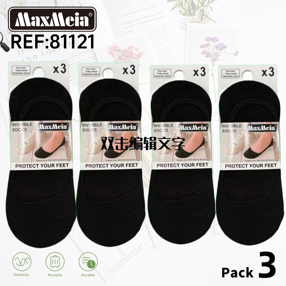 Meia Invisível  Anti-Slip Mulher | Tamanho Único | Pack de 3/12 pares