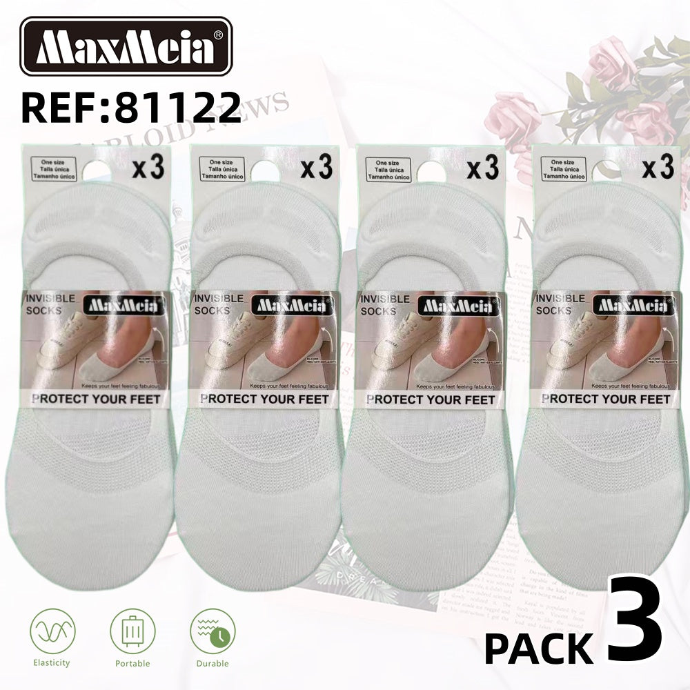 Meia Invisível  Anti-Slip Mulher | Tamanho Único | Pack de 3/12 pares