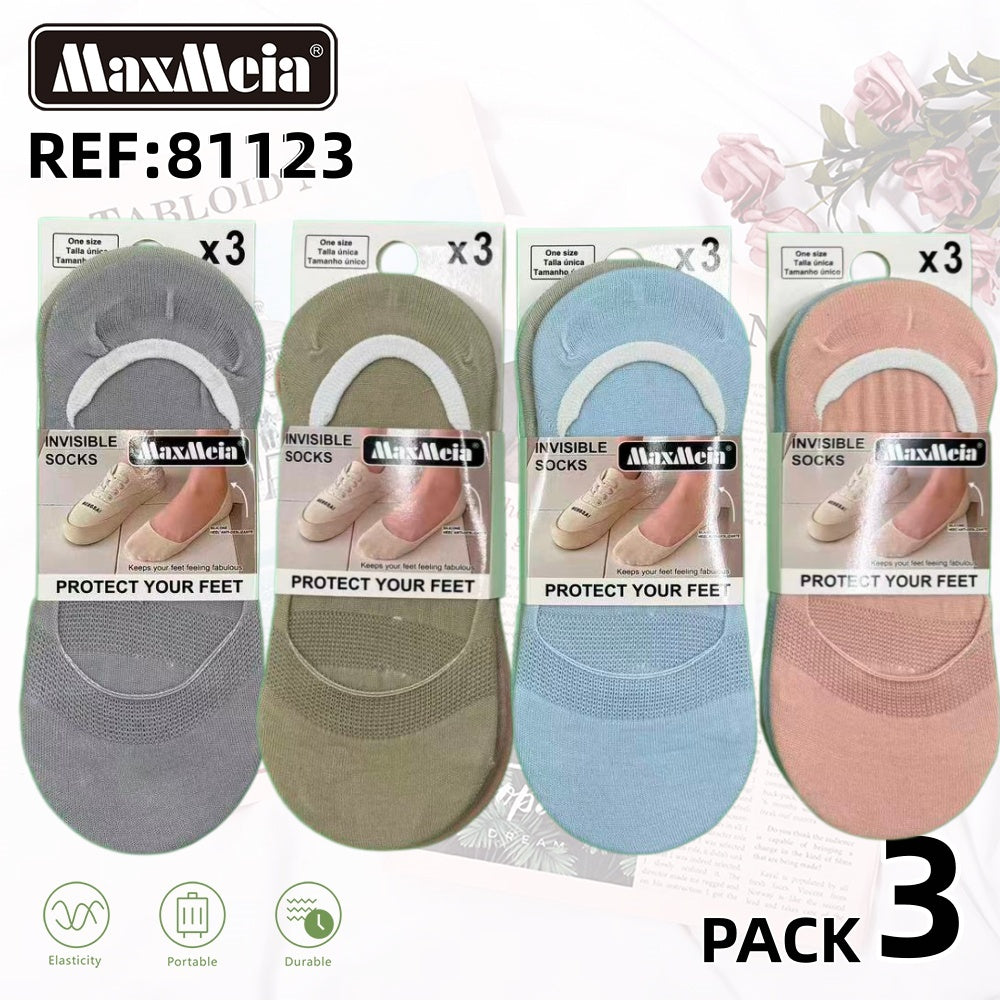 Meia Invisível  Anti-Slip Mulher | Tamanho Único | Pack de 3/12 pares