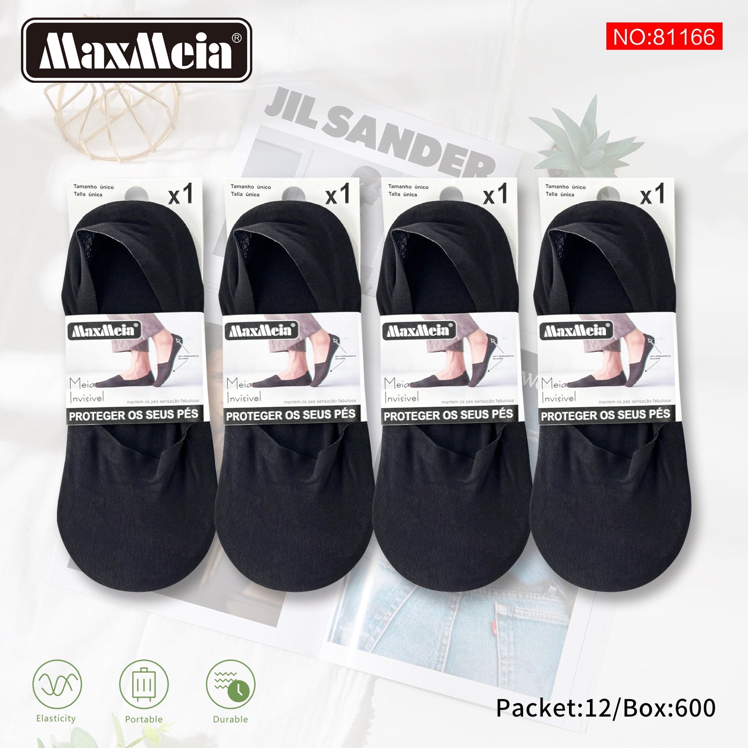 Meia Invisível Sem costura | Homem | Tamanho Único| Várias cores | Pack de 1/4 pares