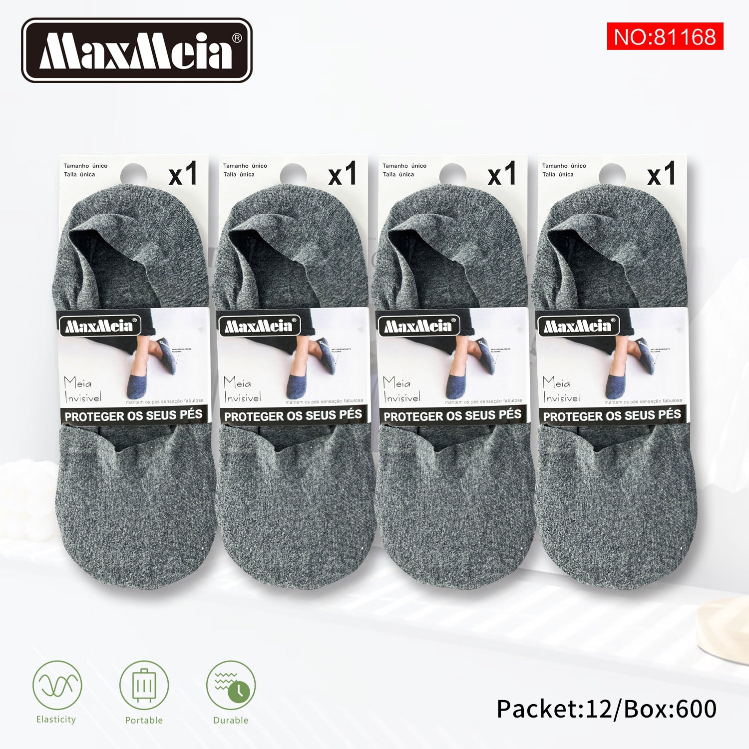 Meia Invisível Sem costura | Homem | Tamanho Único| Várias cores | Pack de 1/4 pares