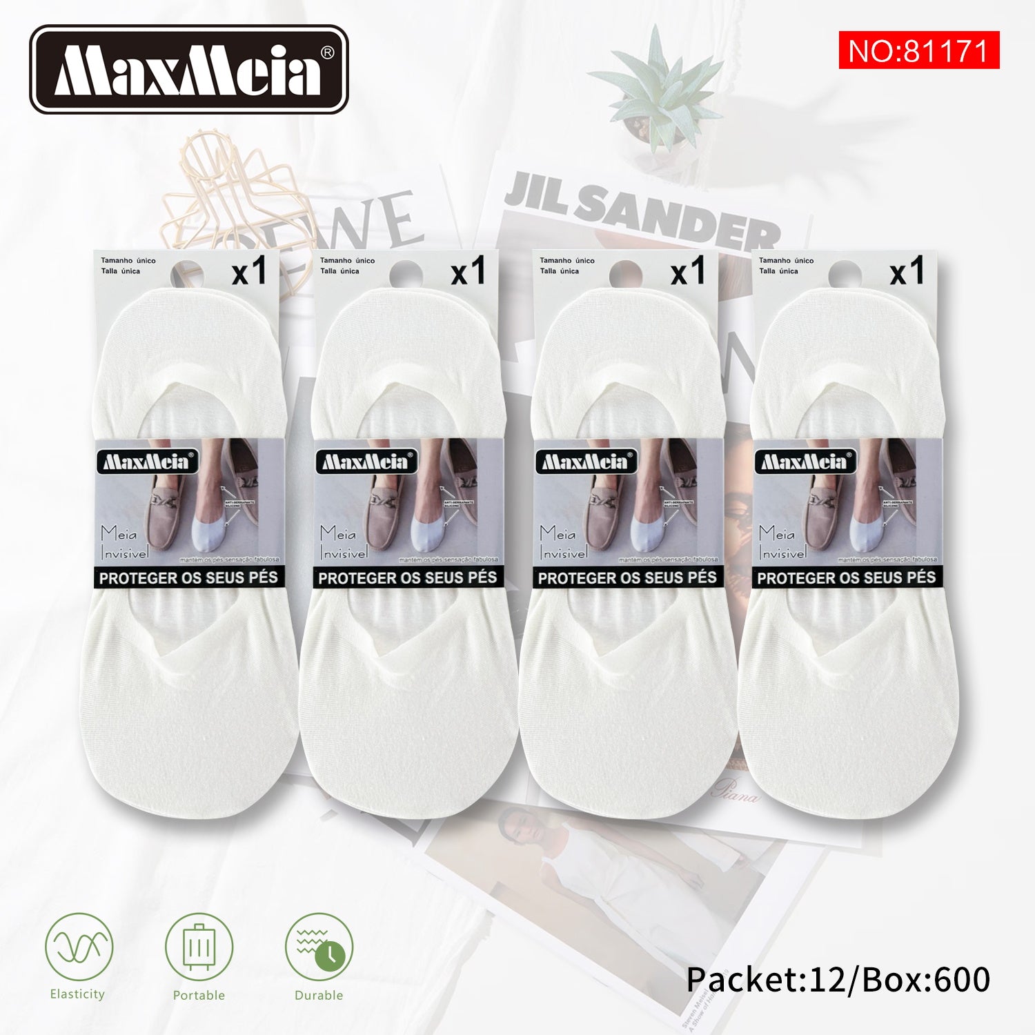 Meia Invisível Sem Costura  | Homem | Tamanho Único | Várias cores | Pack de 1/4 pares