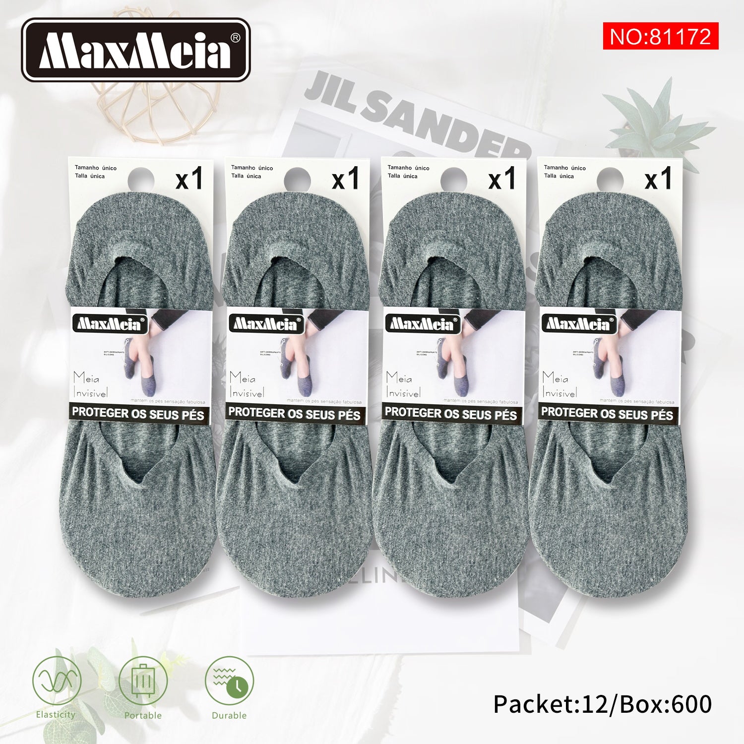 Meia Invisível Sem Costura  | Homem | Tamanho Único | Várias cores | Pack de 1/4 pares