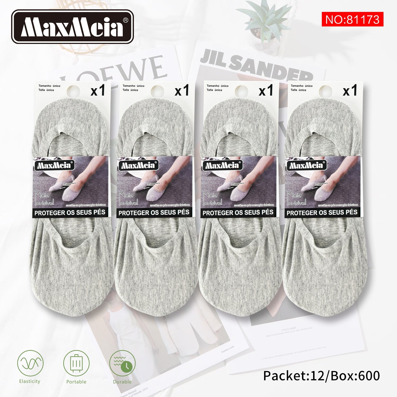 Meia Invisível Sem Costura  | Homem | Tamanho Único | Várias cores | Pack de 1/4 pares