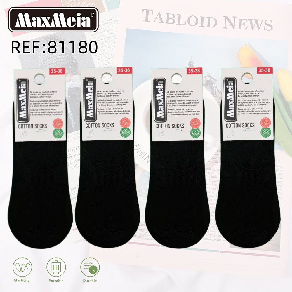 Meia Invisível Básica | Unissexo | 35-38/39-42/43-46 | Preto/Branco |Pack de 1/4 pares