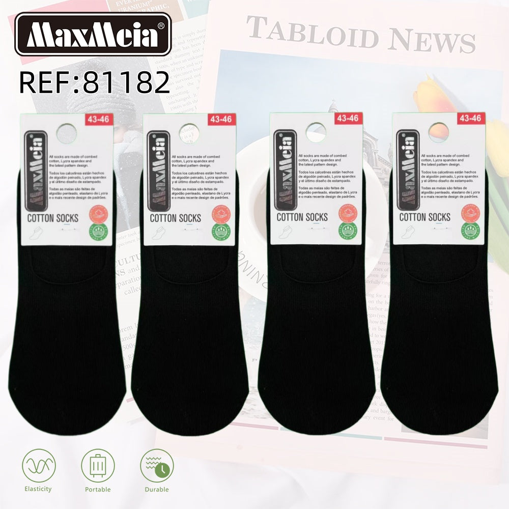 Meia Invisível Básica | Unissexo | 35-38/39-42/43-46 | Preto/Branco |Pack de 1/4 pares