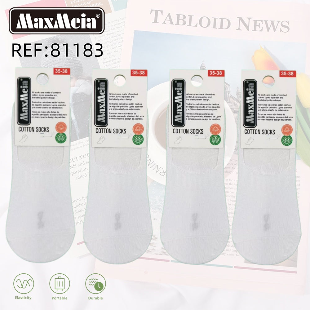 Meia Invisível Básica | Unissexo | 35-38/39-42/43-46 | Preto/Branco |Pack de 1/4 pares