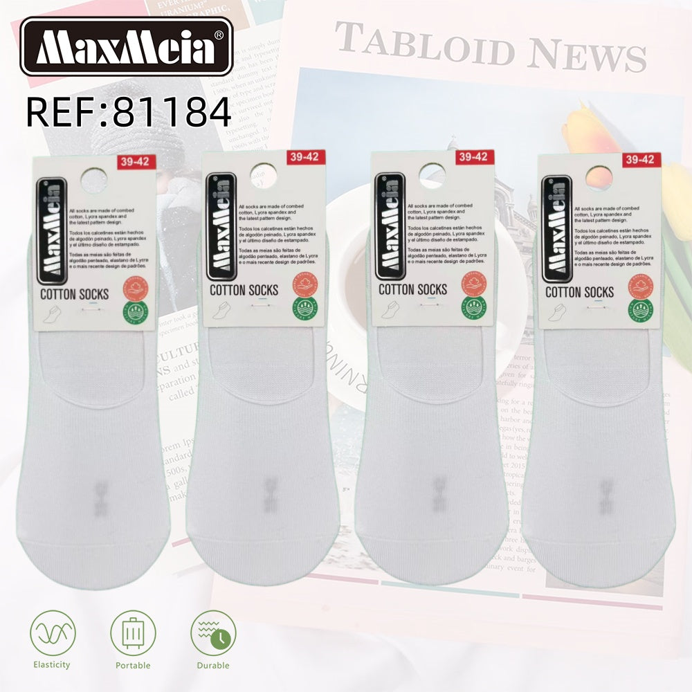 Meia Invisível Básica | Unissexo | 35-38/39-42/43-46 | Preto/Branco |Pack de 1/4 pares
