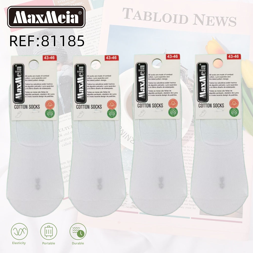 Meia Invisível Básica | Unissexo | 35-38/39-42/43-46 | Preto/Branco |Pack de 1/4 pares