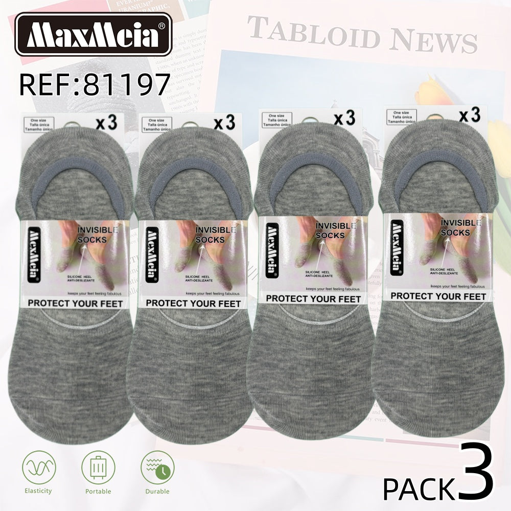 Meia Invisível Básica Homem | Tamanho Único| Várias cores | Pack de 3/12 pares