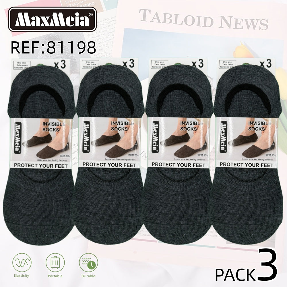 Meia Invisível Básica Homem | Tamanho Único| Várias cores | Pack de 3/12 pares