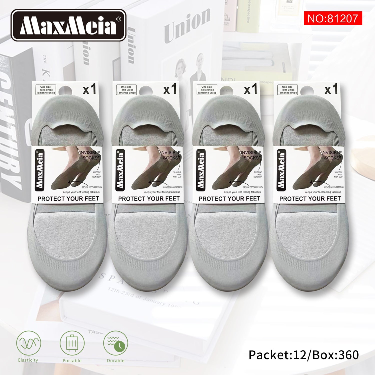 Meia Invisível Sola Esponja Descompressão Mulher | Tamanho Único | 3 Cores|Pack de 1/4 pares