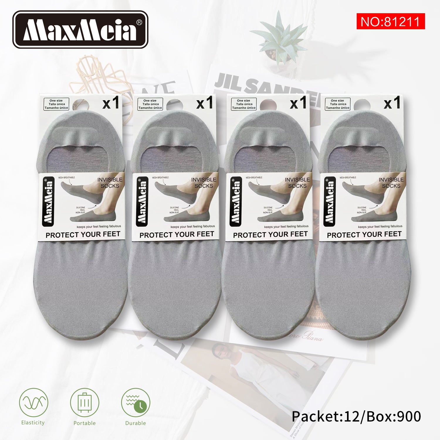 Meia Invisível Mesh Respirável Mulher | Tamanho Único | 4 Cores| Pack de 1/4 pares