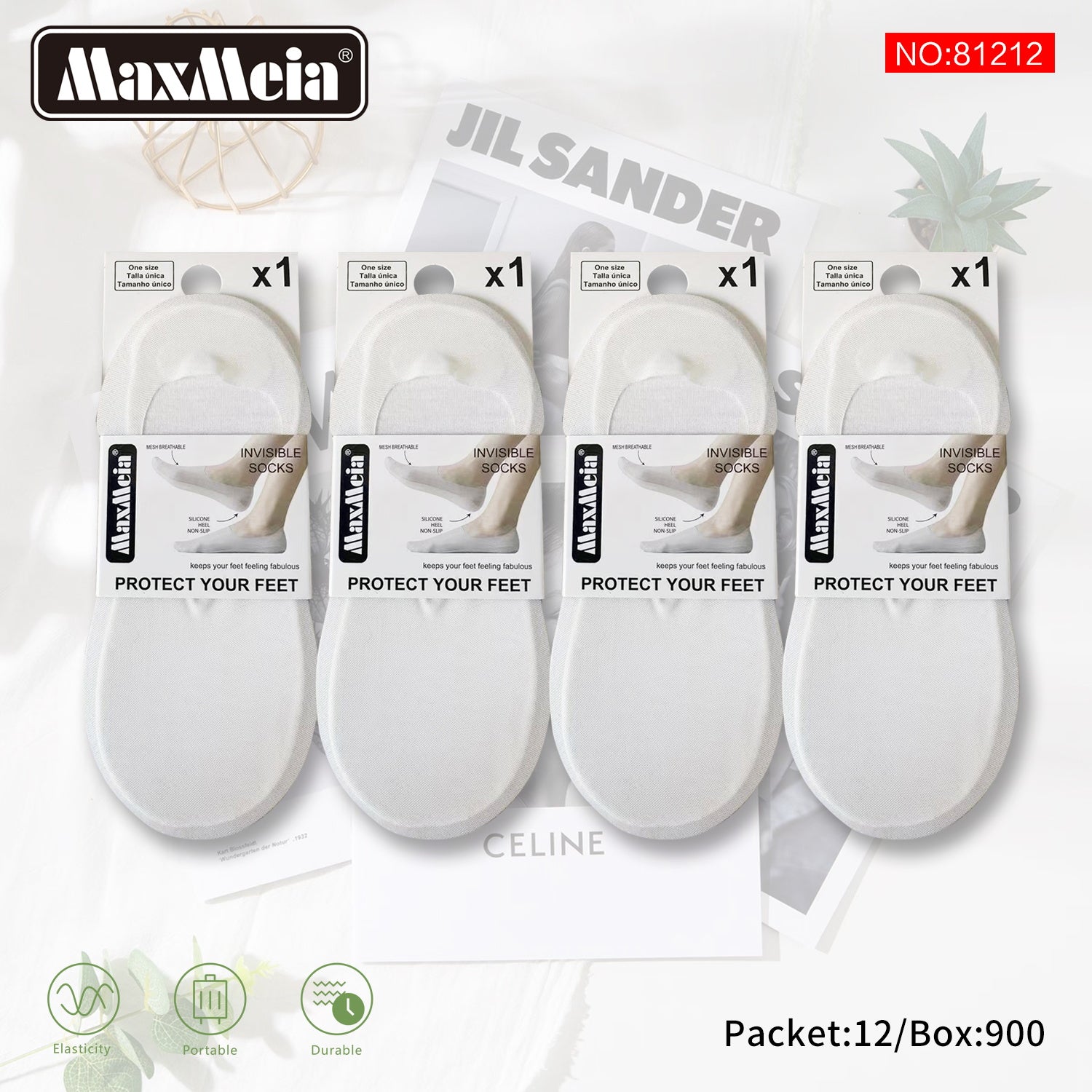 Meia Invisível Mesh Respirável Mulher | Tamanho Único | 4 Cores| Pack de 1/4 pares
