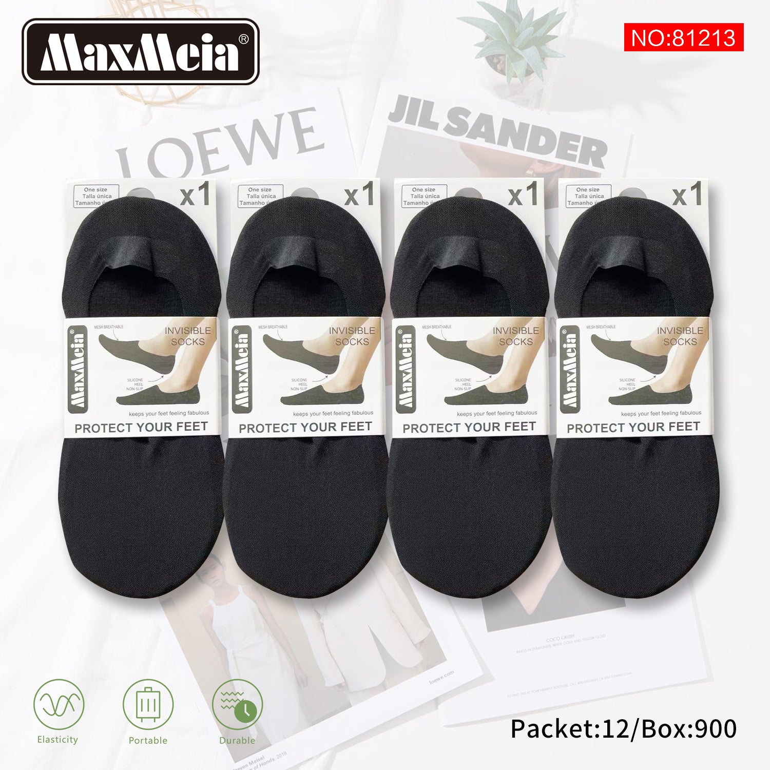 Meia Invisível Mesh Respirável Mulher | Tamanho Único | 4 Cores| Pack de 1/4 pares