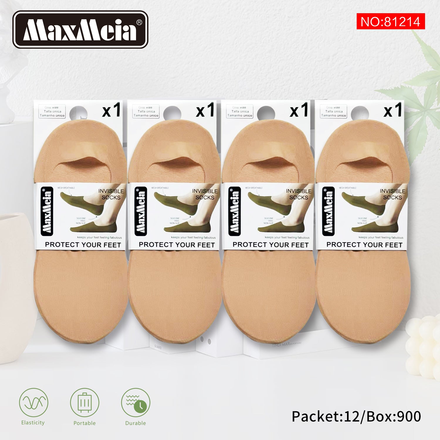 Meia Invisível Mesh Respirável Mulher | Tamanho Único | 4 Cores| Pack de 1/4 pares