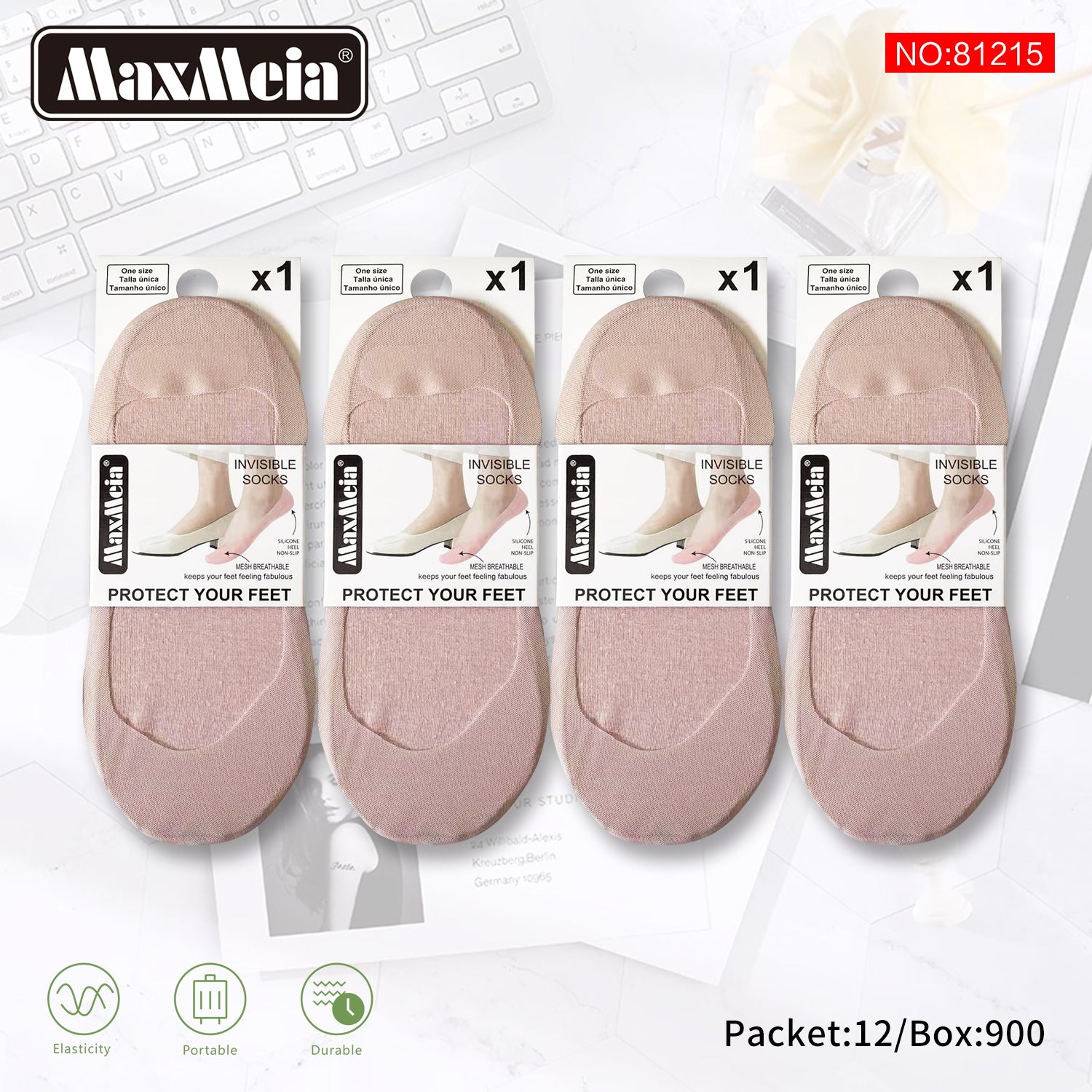 Meia Invisível Mesh Respirável Mulher | Tamanho Único | 5 Cores|Pack de 1/4 pares