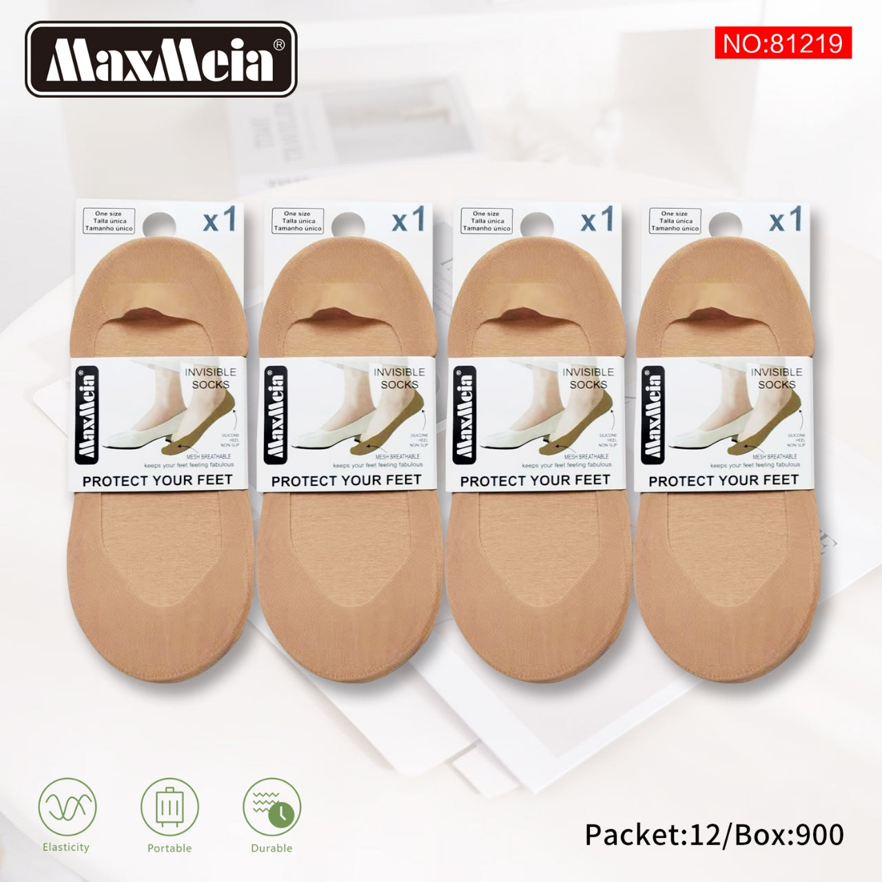 Meia Invisível Mesh Respirável Mulher | Tamanho Único | 5 Cores|Pack de 1/4 pares