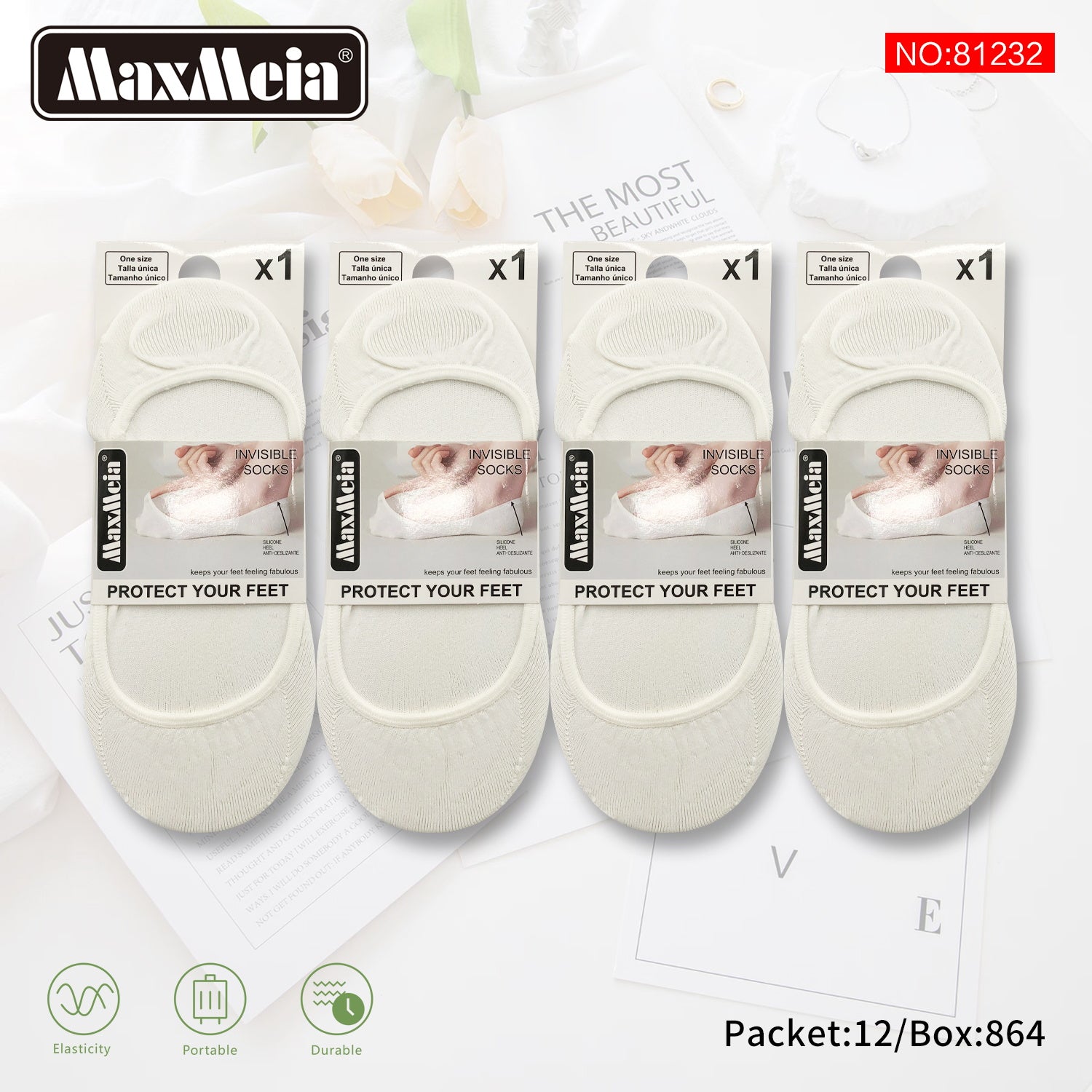 Meia Invisível Algodão Premium Mulher | Tamanho Único | 3 Cores | Pack de 1/4 pares