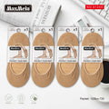 Meia Invisível Canelada Mulher | Tamanho Único | Bege e Preto|Pack de 1/4 pares
