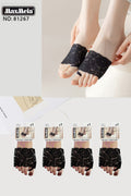 Meia Renda Floral Metatarso Dedos Abertos Mulher | Tamanho Único | Preto e Bege|Pack de 1/4 pares