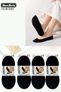 Meia Bailarina Sola Esponja Memory Foam Mulher | Tamanho Único | Preto e Branco |Pack de 1/4 pares
