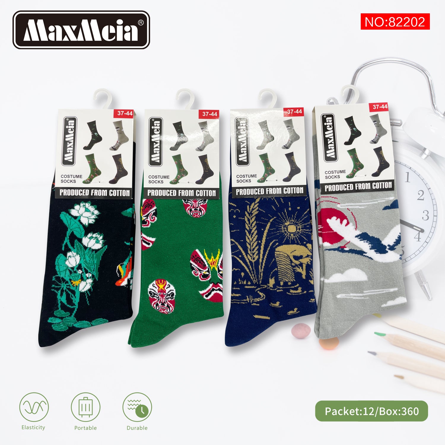 Meias Costume Socks Padrões Artísticos Pack de 4 pares Sortido