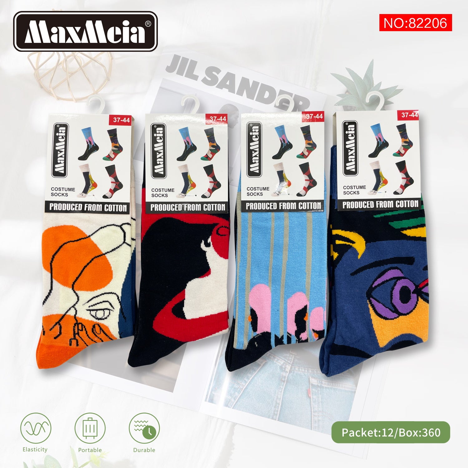 Meias Costume Socks Retratos Artísticos Pack de 4 pares Sortido