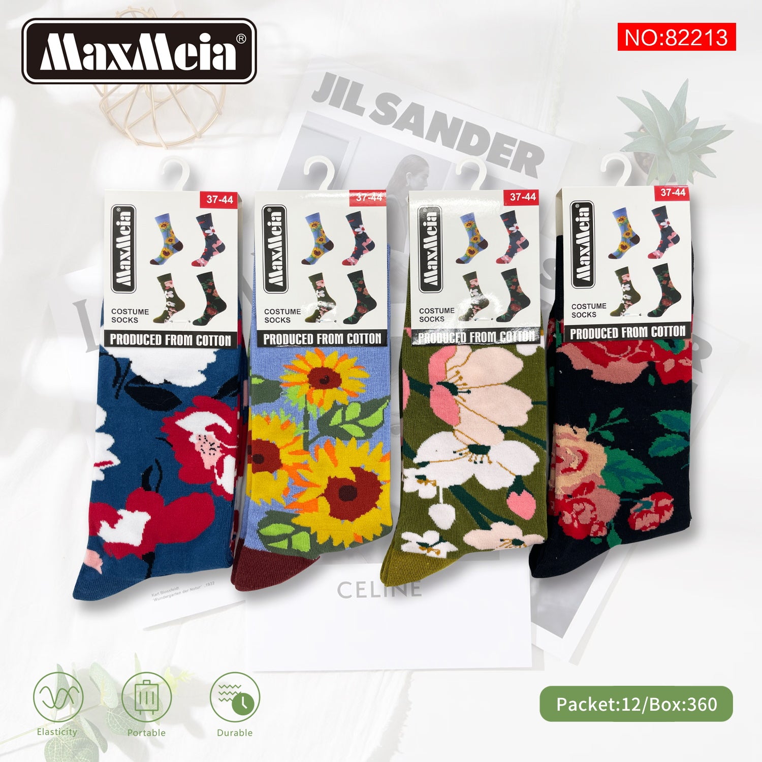 Meias Costume Socks Florais Pack de 4 pares Sortido
