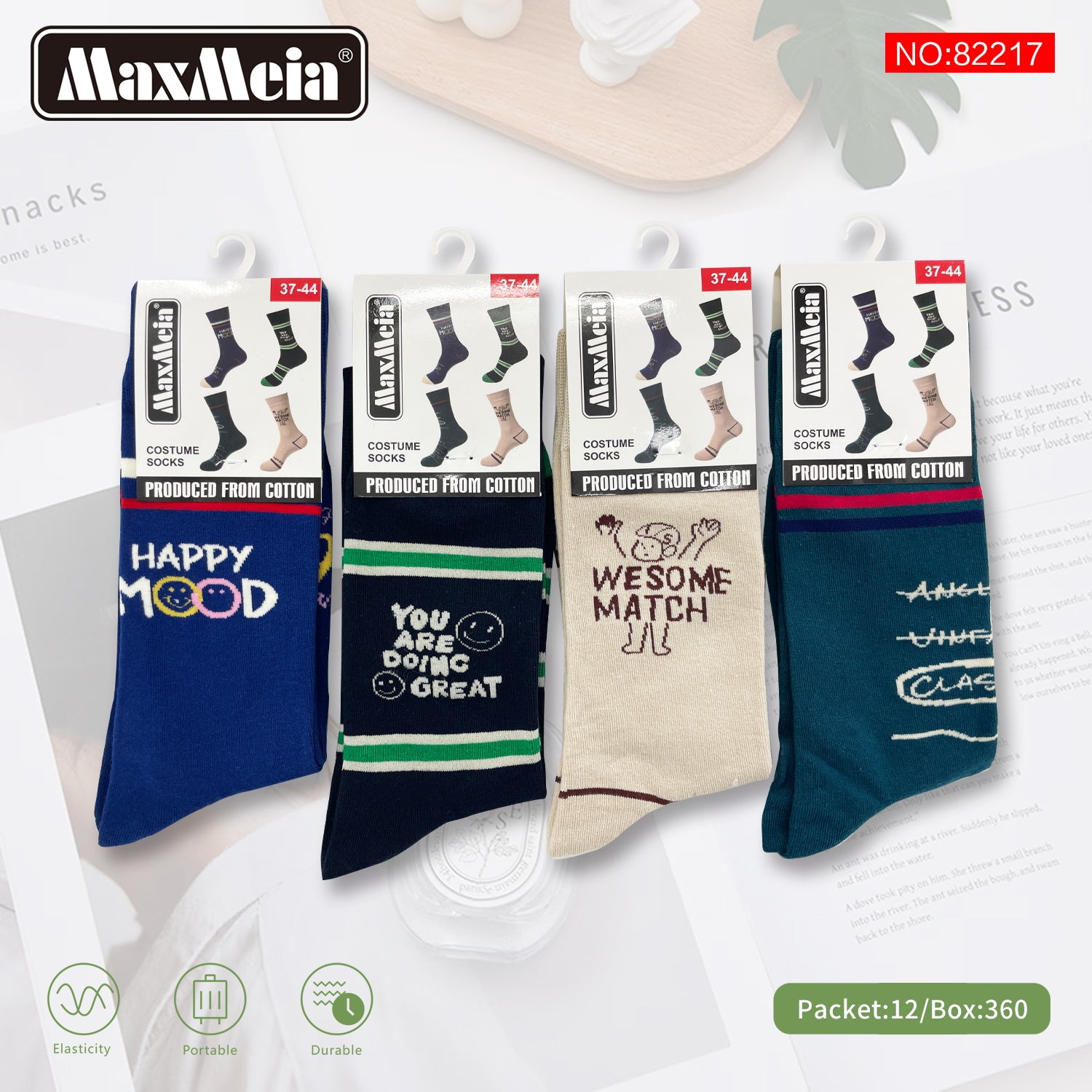 Meias Costume Socks Frases Motivacionais Pack de 4 pares Sortido