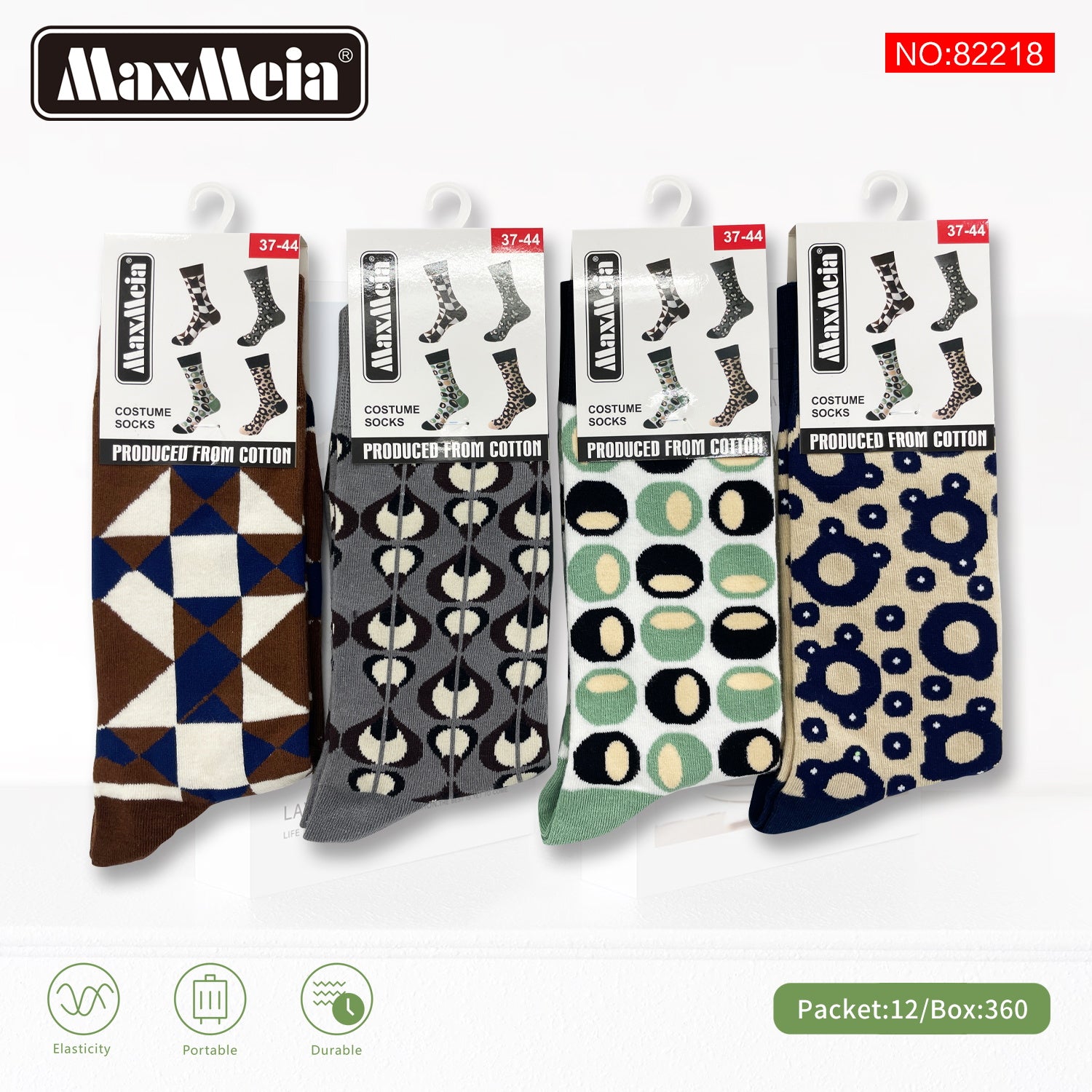 Meias Costume Socks Geométricos Abstratos Pack de 4 pares Sortido