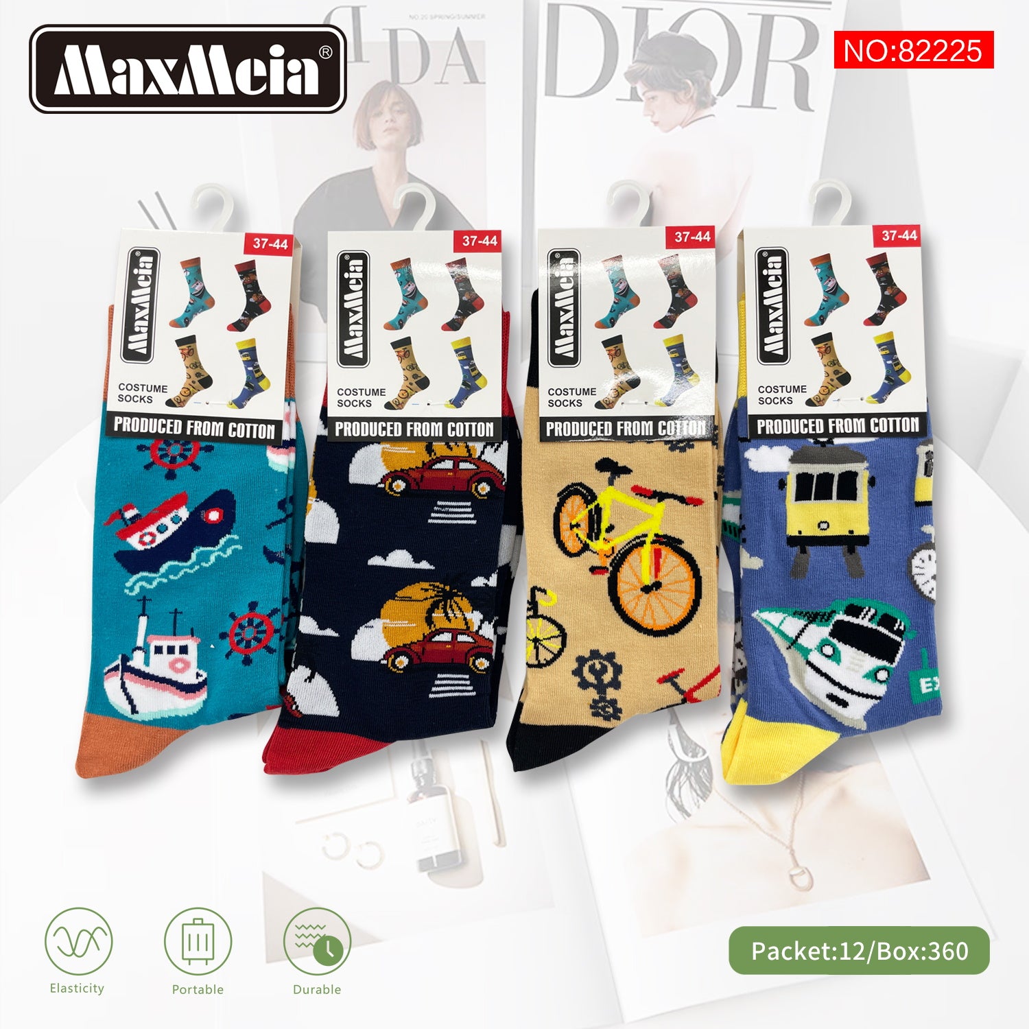 Meias Costume Socks Transportes Pack de 4 pares Sortido
