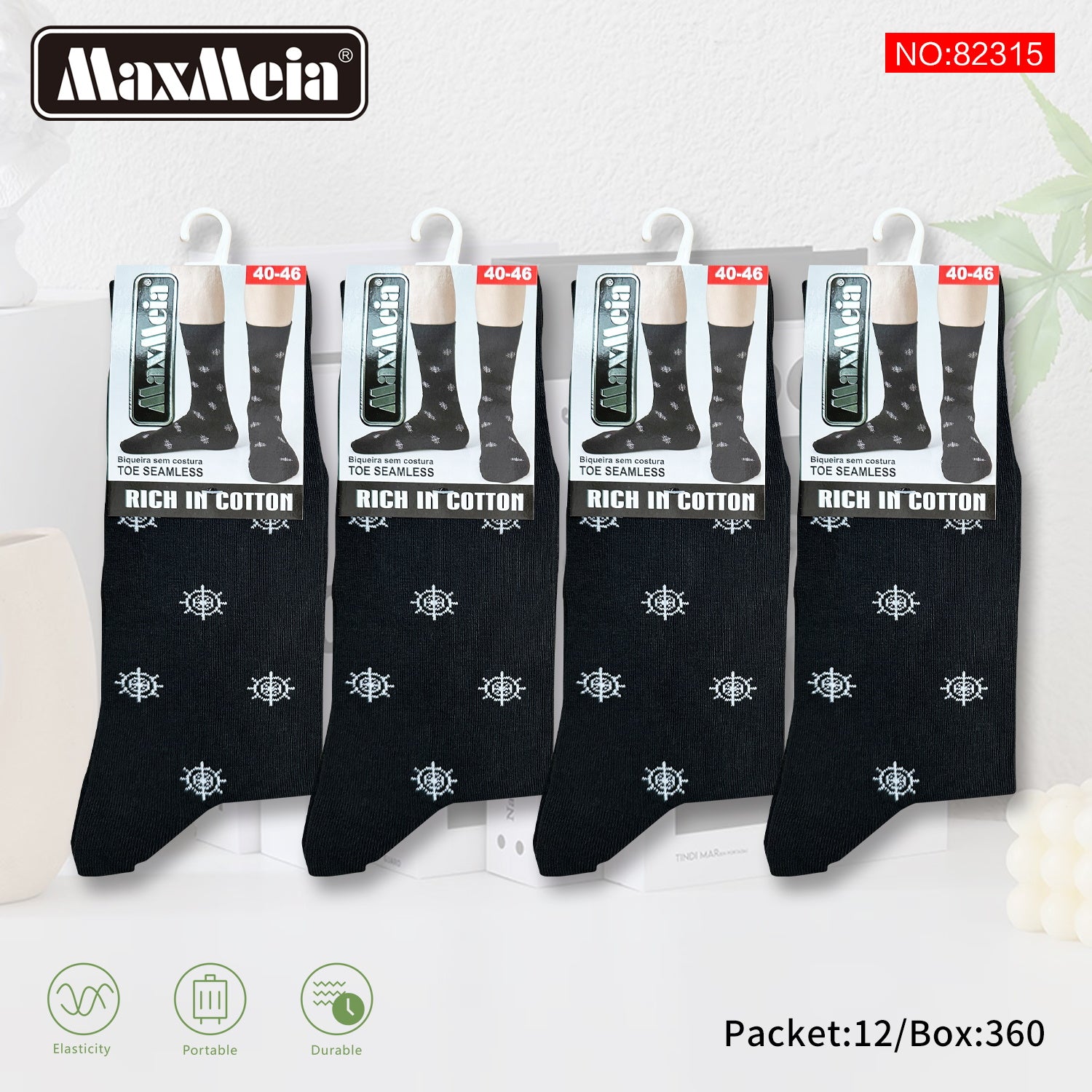 Meias Cano Alto Leme Náutico Biqueira Sem Costura Pack de 1/4//12 pares