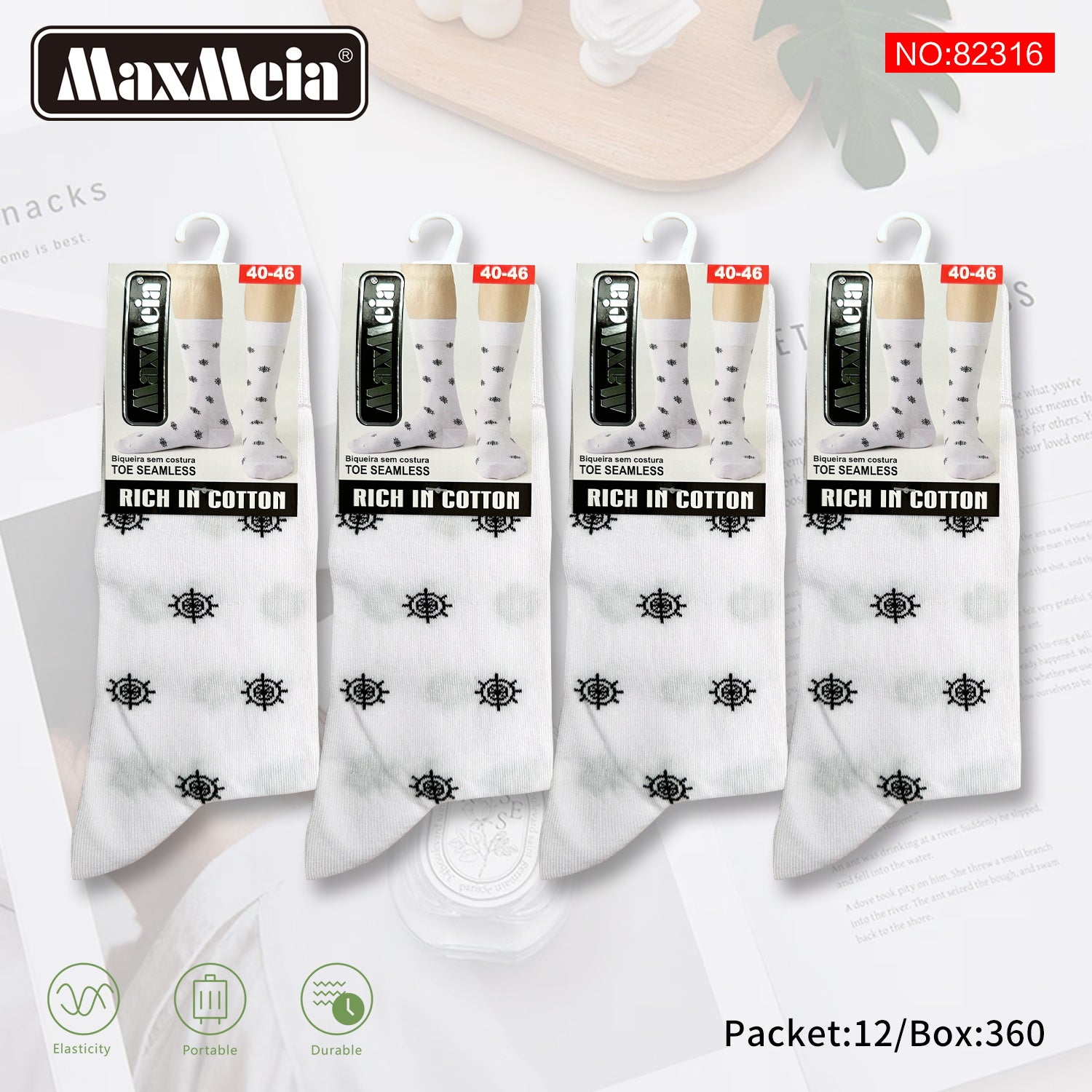 Meias Cano Alto Leme Náutico Biqueira Sem Costura Pack de 1/4//12 pares