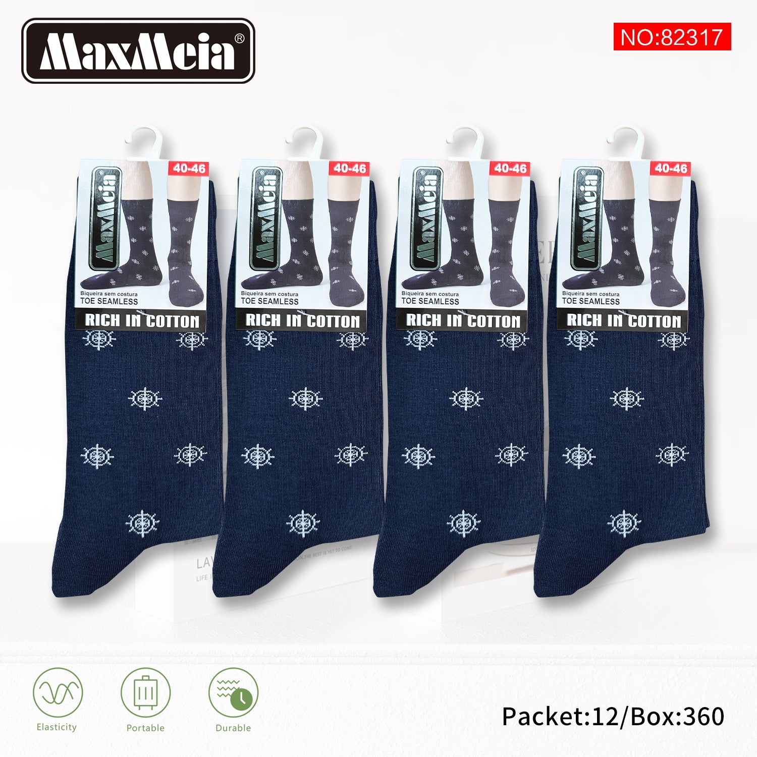 Meias Cano Alto Leme Náutico Biqueira Sem Costura Pack de 1/4//12 pares