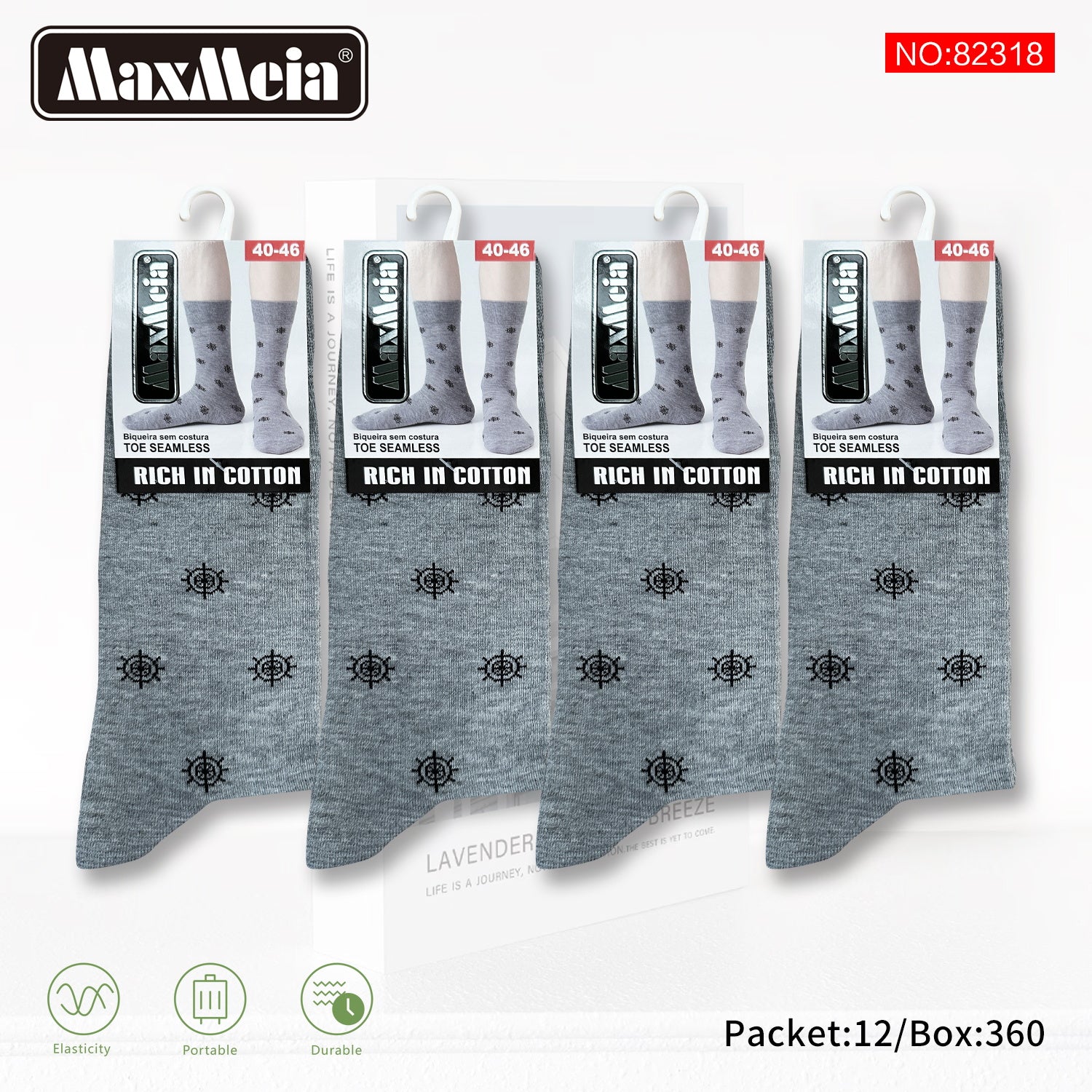 Meias Cano Alto Leme Náutico Biqueira Sem Costura Pack de 1/4//12 pares