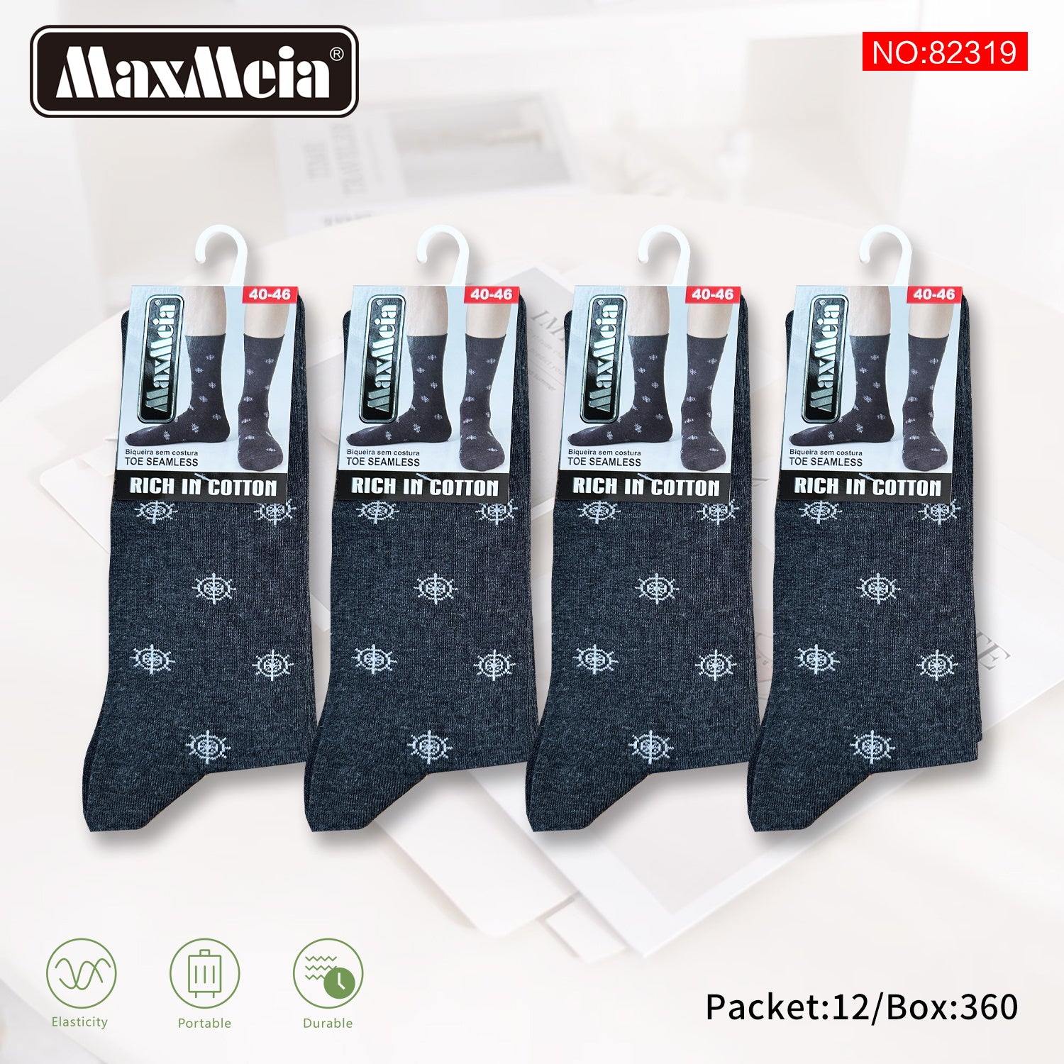 Meias Cano Alto Leme Náutico Biqueira Sem Costura Pack de 1/4//12 pares