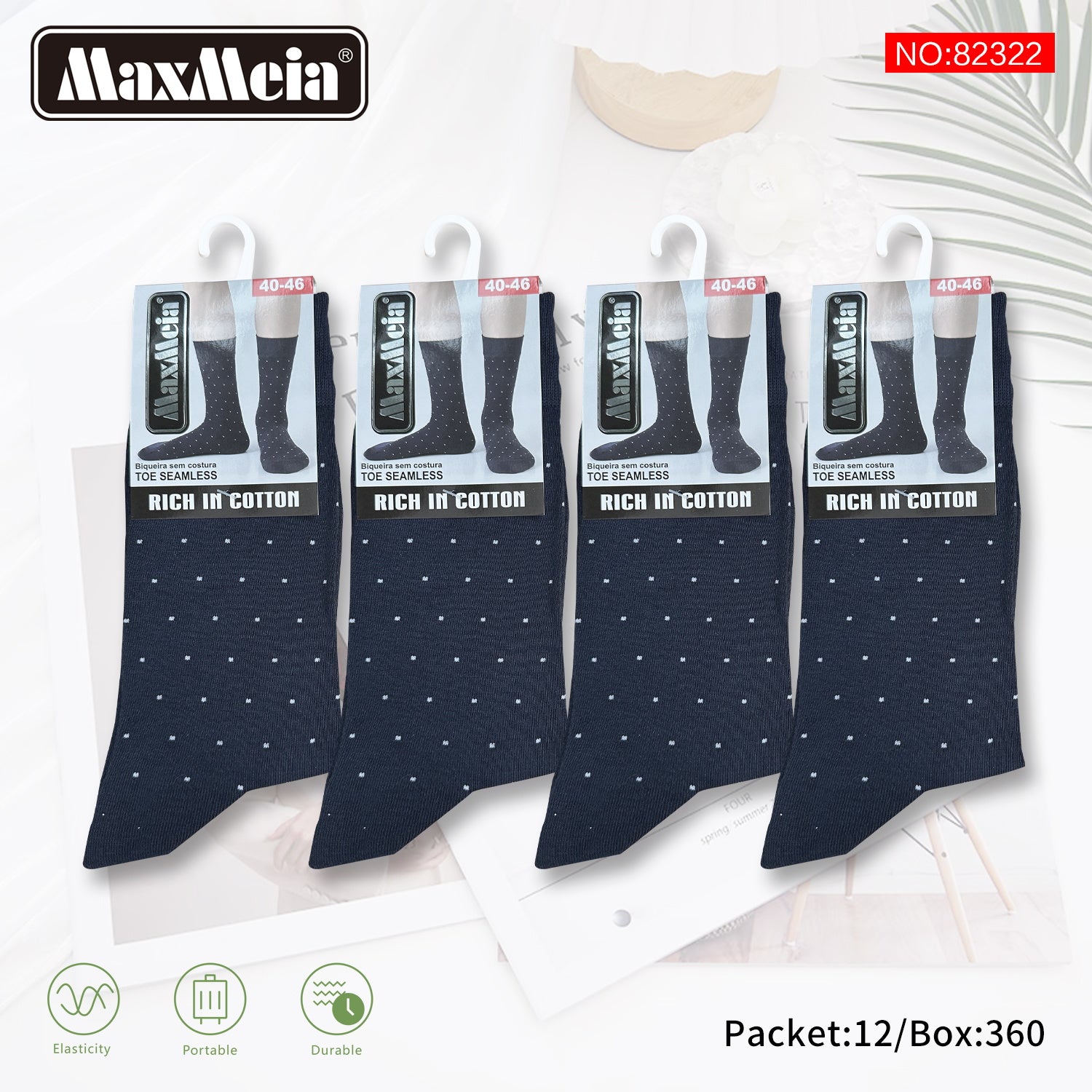 Meias Cano Alto Bolinhas Biqueira Sem Costura Pack de 1/4//12 pares