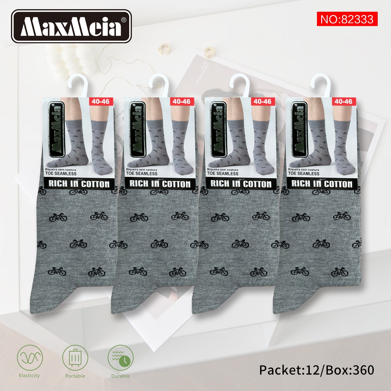 Meias Cano Alto Bicicletas Biqueira Sem Costura Pack de 1/4//12 pares