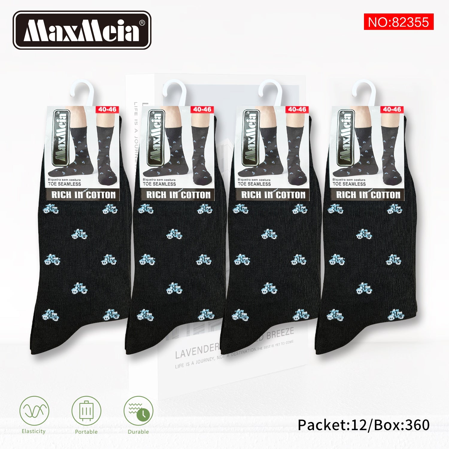 Meias Cano Alto Motas Pixel Art Biqueira Sem Costura Pack de 1/4//12 pares