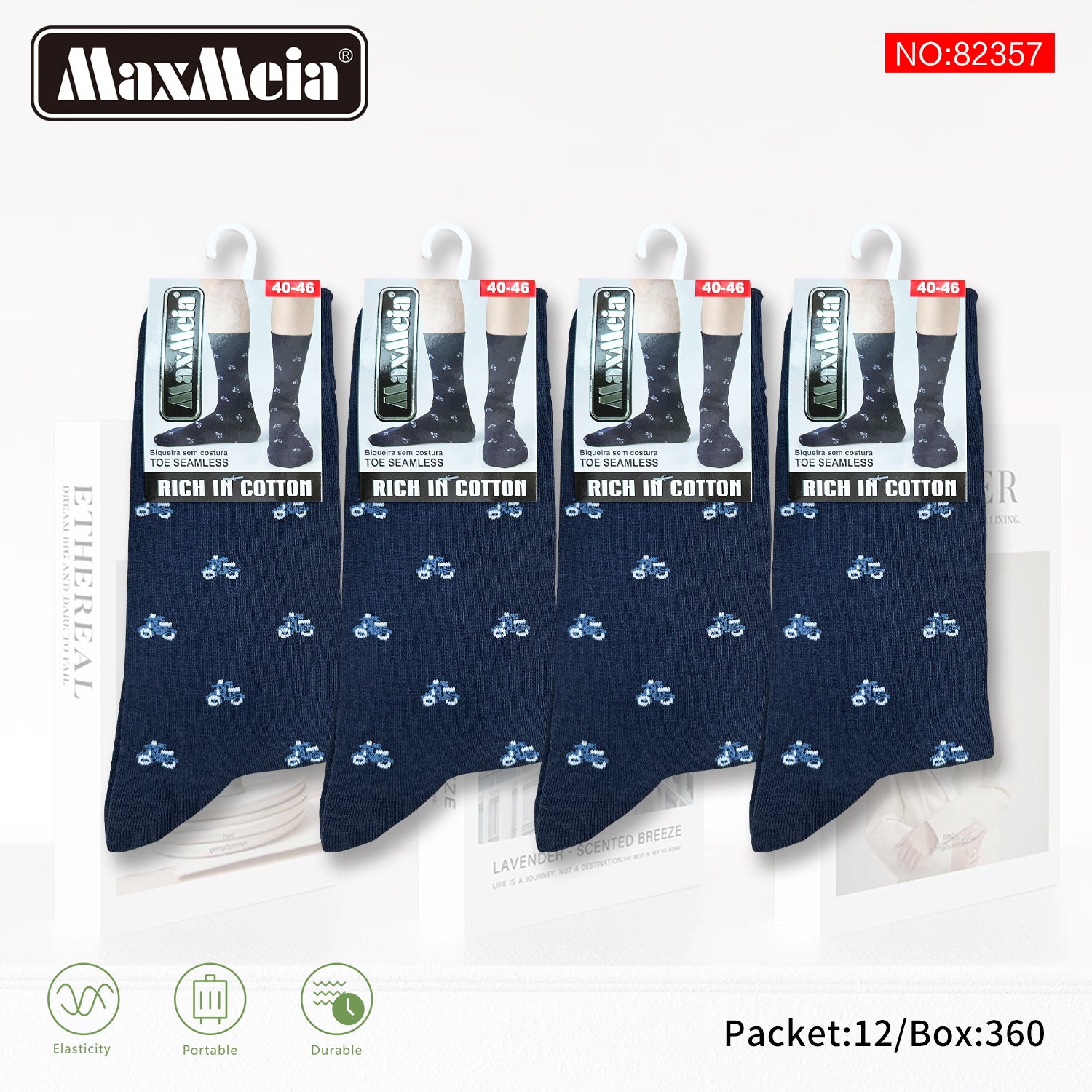 Meias Cano Alto Motas Pixel Art Biqueira Sem Costura Pack de 1/4//12 pares