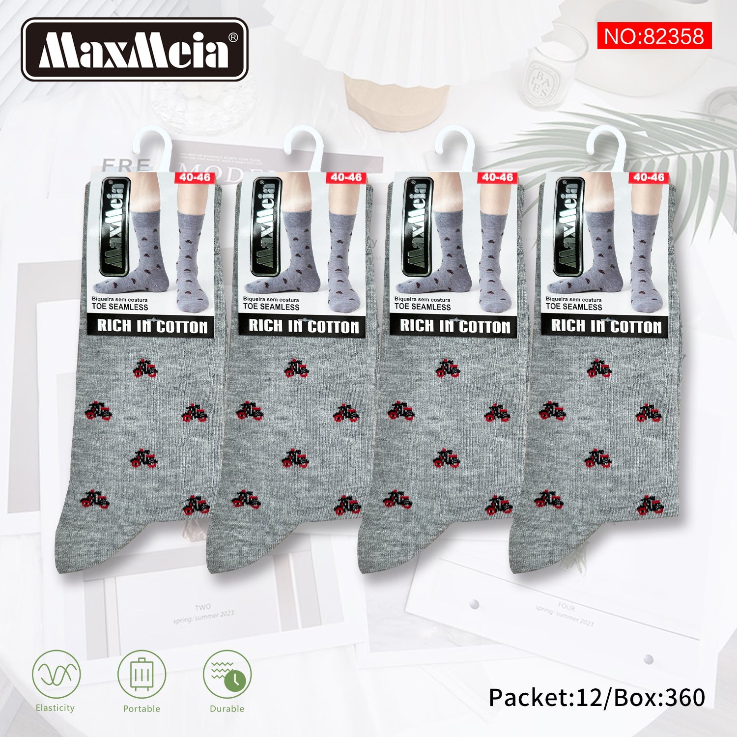 Meias Cano Alto Motas Pixel Art Biqueira Sem Costura Pack de 1/4//12 pares