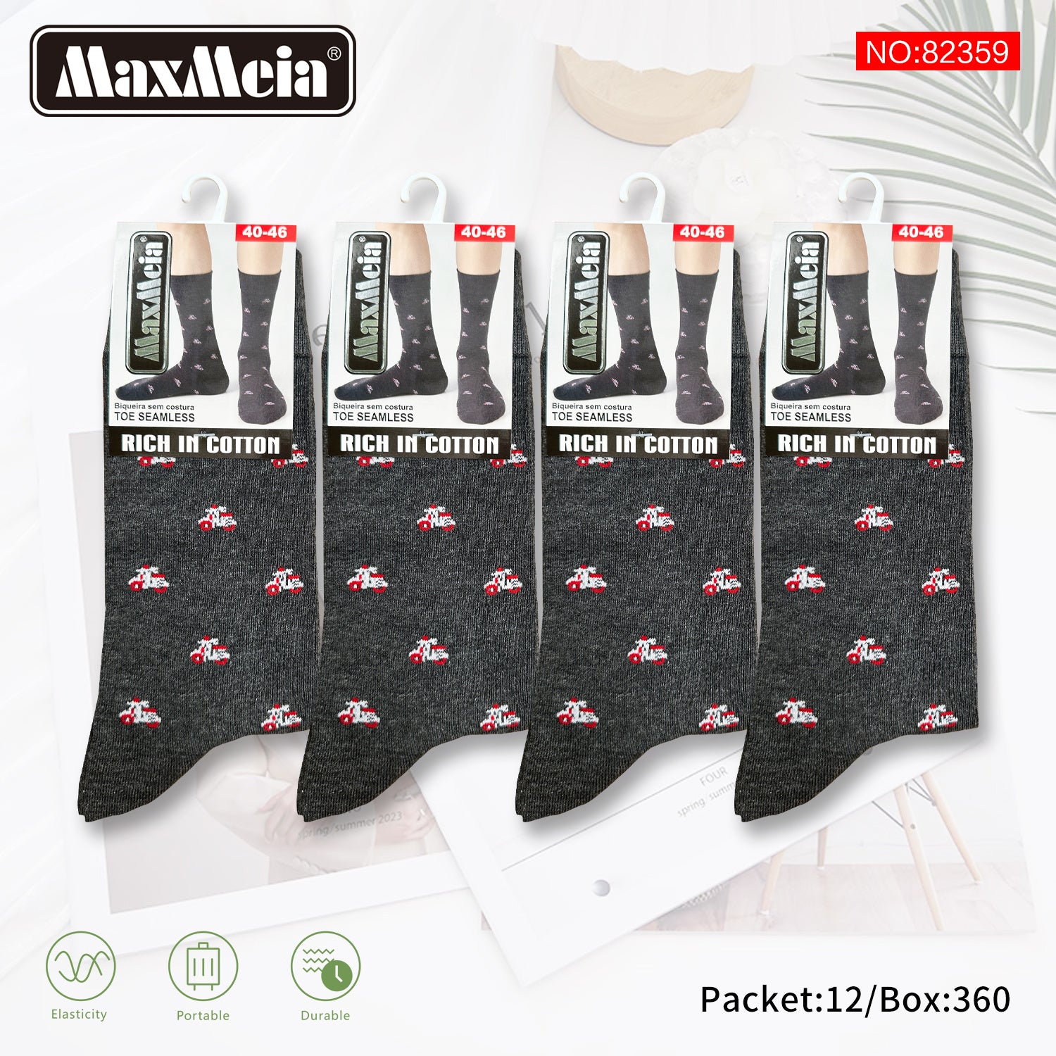 Meias Cano Alto Motas Pixel Art Biqueira Sem Costura Pack de 1/4//12 pares