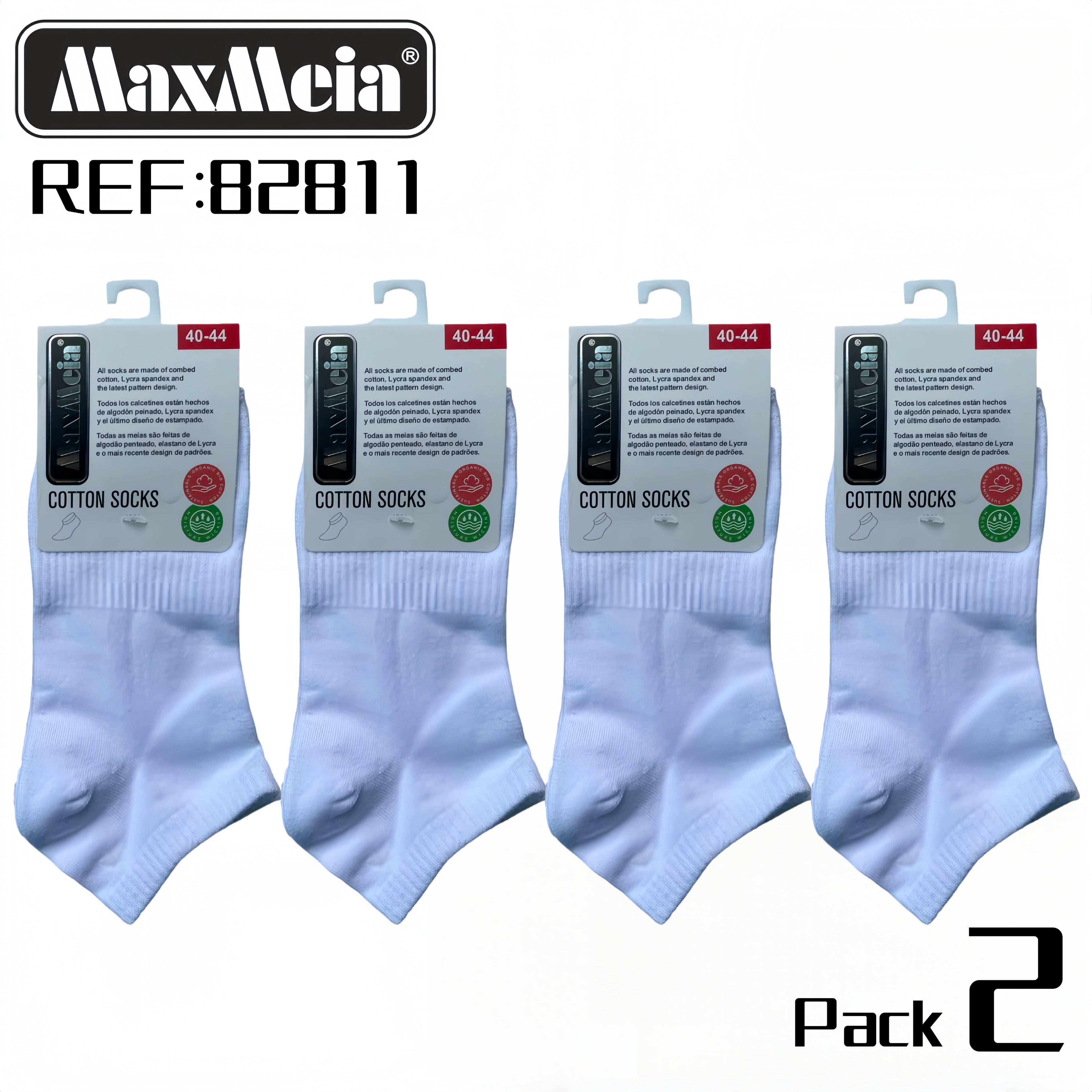 Meias Curtas Algodão Lycra MaxMeia | Pack de 2/8/24 Pares