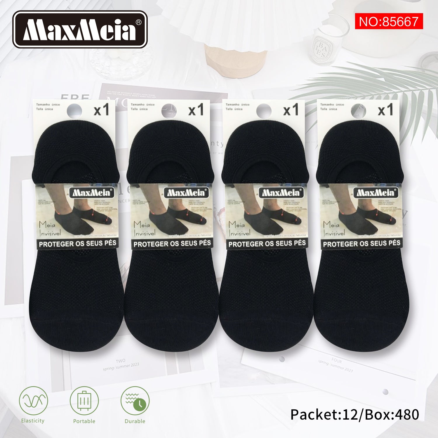 Meia Invisível de Desporto | Homem | Respirável | Tamanho Único|Pack de 1/4//12 pares