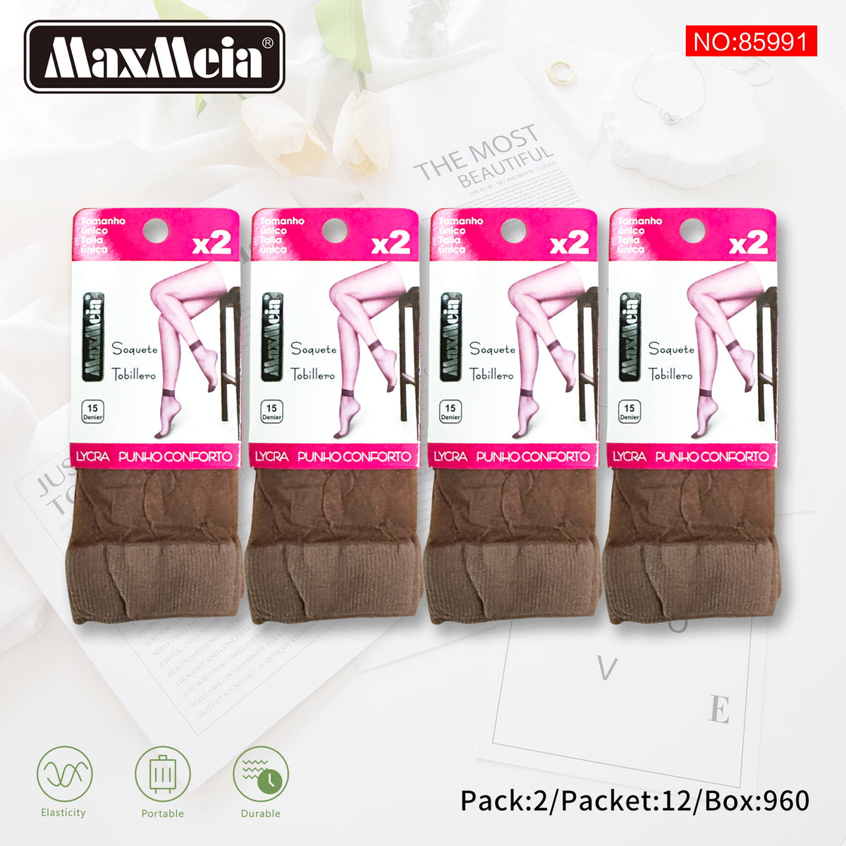 Soquetes Lycra 15D, Pack de 2