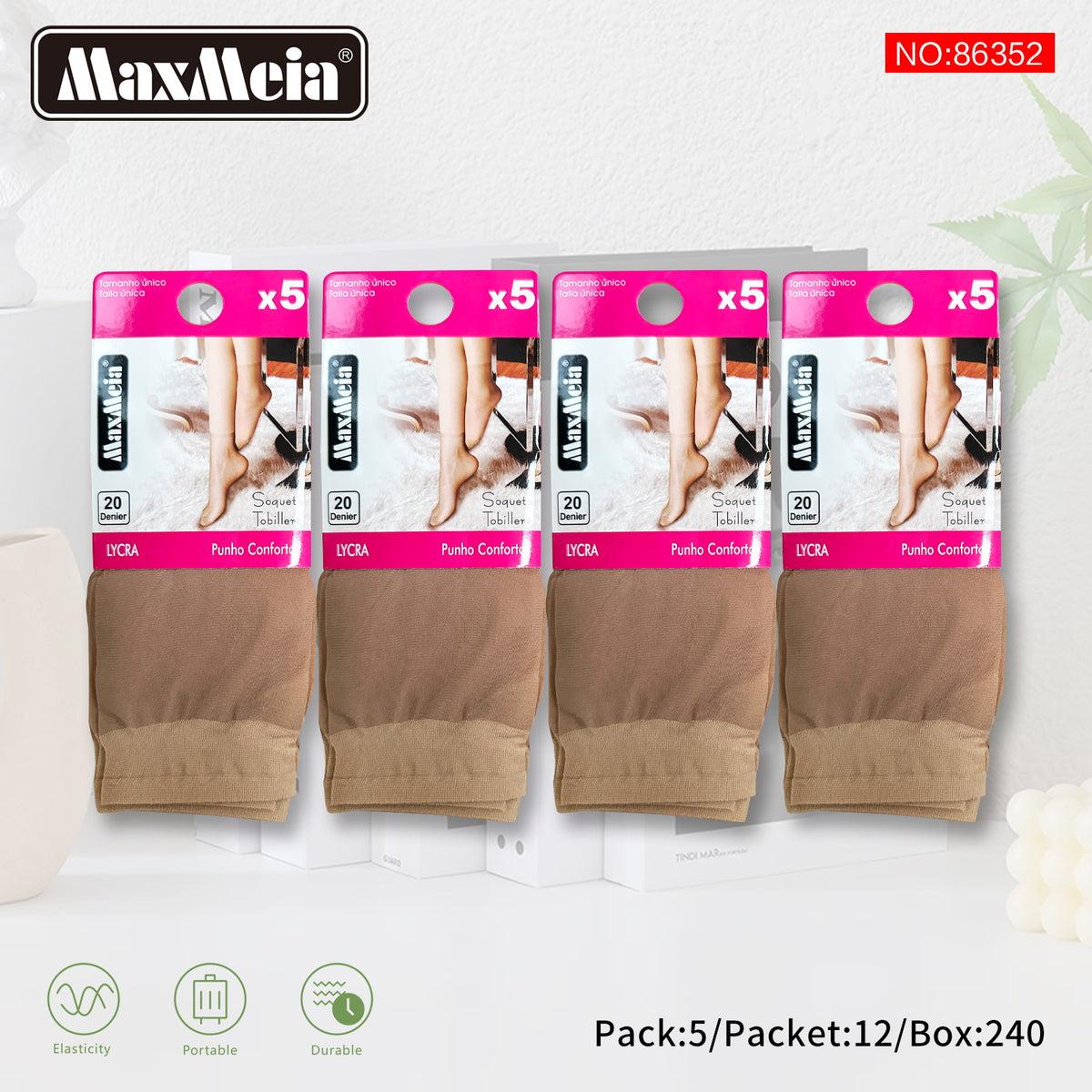 Soquetes Pack de 5, 85% Poliamida / 15% Elastano