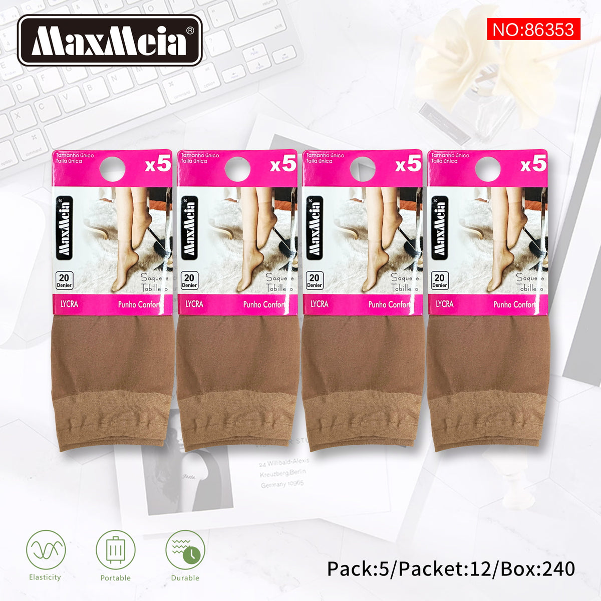 Soquetes Pack de 5, 85% Poliamida / 15% Elastano