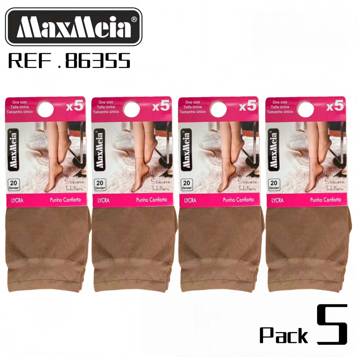 Soquetes Pack de 5, 85% Poliamida / 15% Elastano