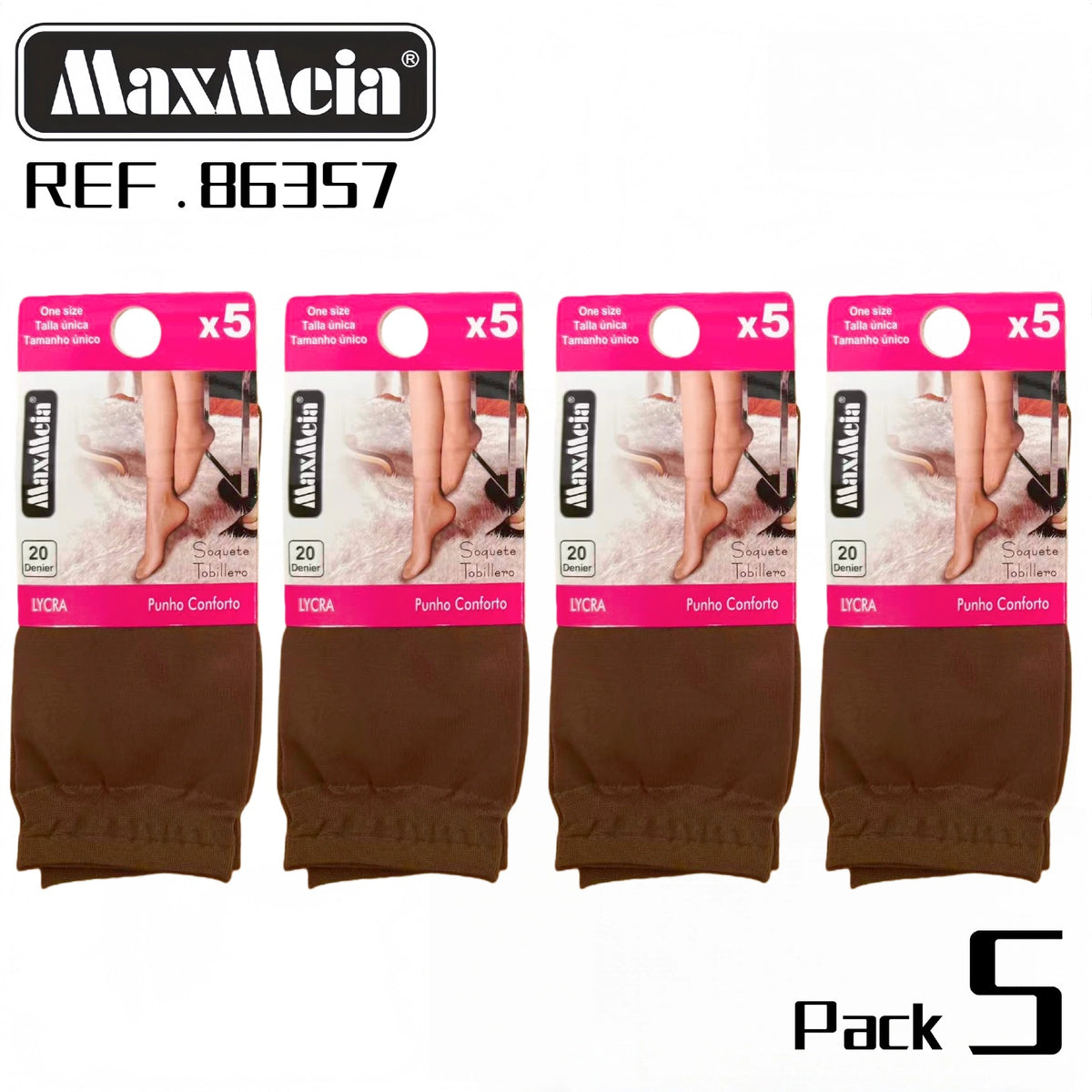 Soquetes Pack de 5, 85% Poliamida / 15% Elastano
